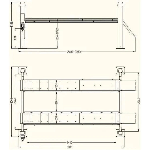 Katool KT-4H150 15,000lbs 4 Post Alignment Lift With Rolling Jack
